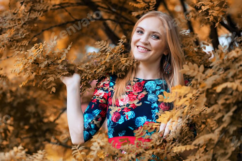 Preview: Girl In The Street With An Umbrella For A Walk On An Autumn Day