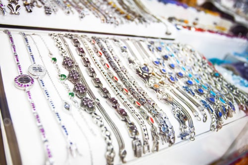 Preview: Silver Bracelet With Colourful Stones In Egyptian Market