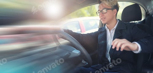 Preview: Man With Car In The Street On A Sunny Afternoon