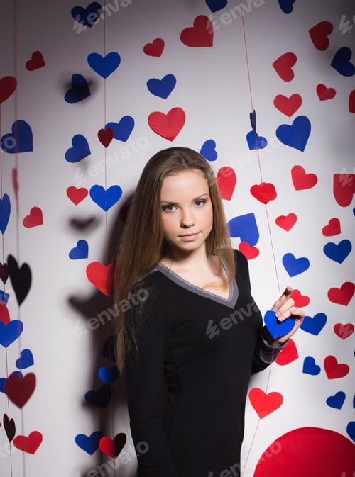 Preview: Valentine'S Day. Smiling Woman With A Gift In The Form Of Heart