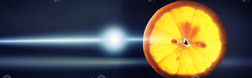 Preview: Composition With Orange And Grapefruit Slices On A Black Background. A Slice Of Orange On A Black