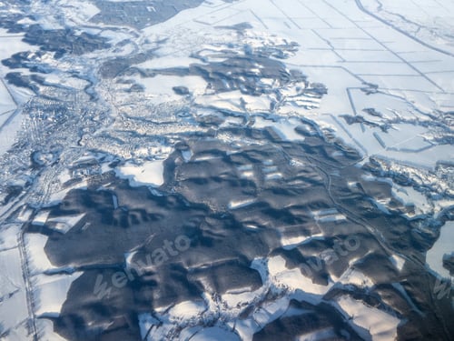 Preview: Areal View Of Ukraine In Winder From The Window Of The Airplane