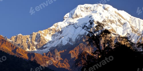 Preview: Beautiful Landscape In Himalayas At The Sunrise Time, Annapurna Area, Nepal