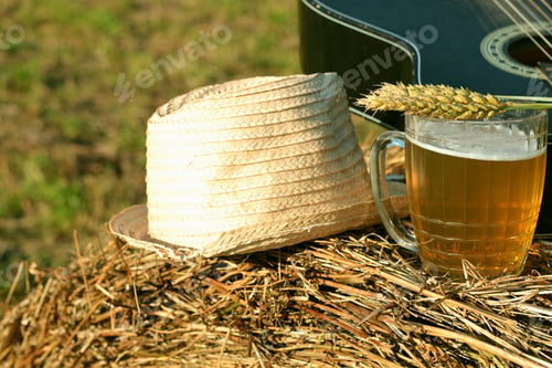 Preview: Beer In A Mug On A Haystack