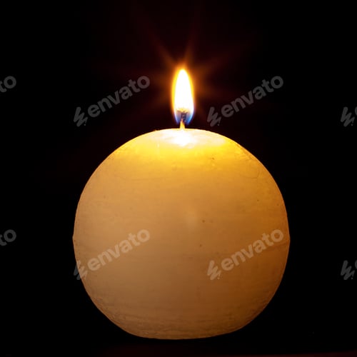 Preview: Round Candle Isolated On The Black Backround