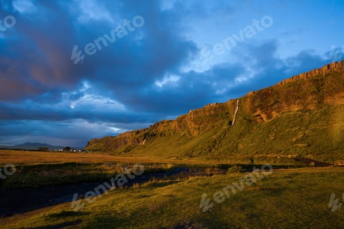 Preview: Seljalandsfoss Waterfall During The Sunset, Iceland