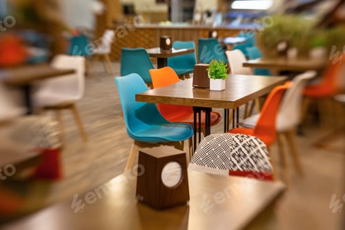 Preview: Interior Of Modern Cafe In Bright Colors