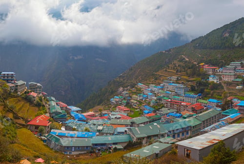 Preview: Everest Base Camp Trek. View Of The Himalayan Valley. The Village Of Namche Bazar. Nepal
