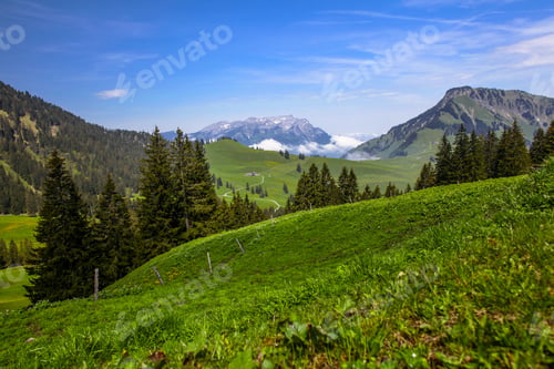 Preview: Swiss Alps Mountains Spring Landscape