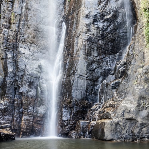 Preview: The Waterfall. The Waterfall With The Mountains In The Country Of Sri Lanka