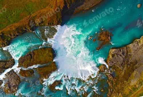 Preview: Godafoss , Icelandic Waterfall. Located On The North Of The Island