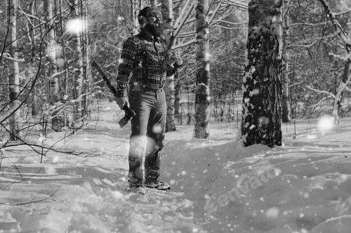 Preview: Monochrome Landscape Man With Axe