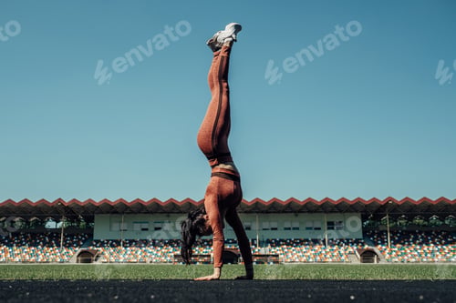Preview: Portrait Of One Sports Fitness Girl Dressed Fashion Sportswear Outfit Doing Exercise And Training