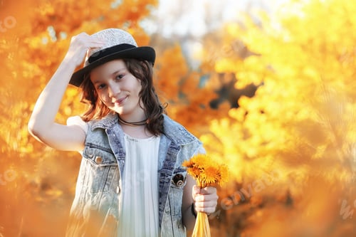 Preview: Girl Walking In The Autumn Park.