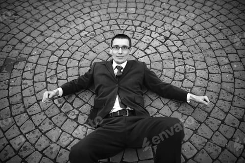 Preview: Businessman In A Suit On The Street Black-And-White Photo