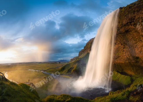 Preview: Seljalandsfoss Waterfall During The Sunset, Iceland