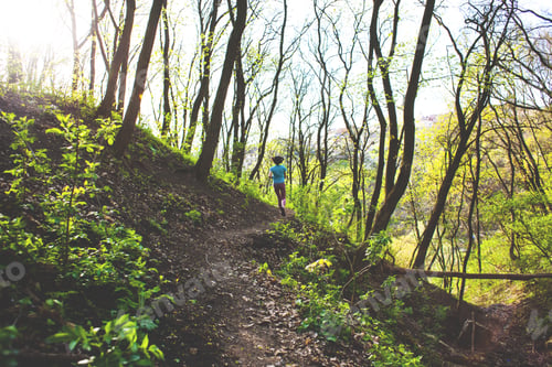 Preview: Sport Activities In The Fresh Air. The Girl Runs On A Footpath Among The Trees.