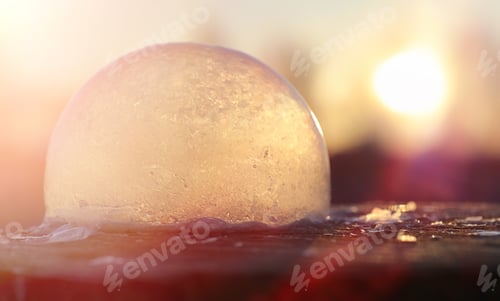 Preview: Soap Bubbles Freeze In The Cold. Winter Soapy Water Freezes In Air.