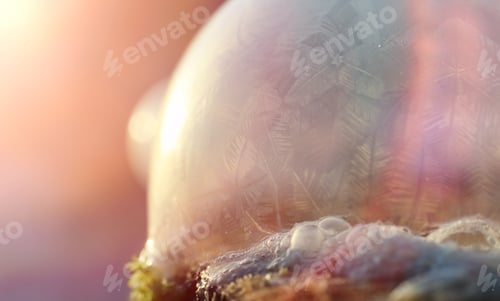 Preview: Soap Bubbles Freeze In The Cold. Winter Soapy Water Freezes In Air.