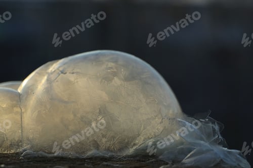 Preview: Soap Bubbles Freeze In The Cold. Winter Soapy Water Freezes In Air.