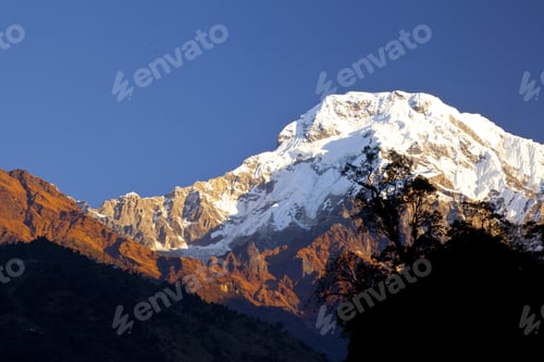 Preview: Beautiful Landscape In Himalayas At The Sunrise Time, Annapurna Area, Nepal