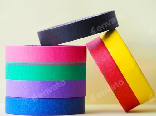 Preview: Rolls Color Masking Tape. Seven Different Colors.