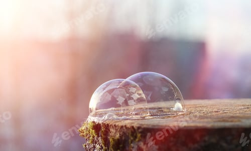 Preview: Soap Bubbles Freeze In The Cold. Winter Soapy Water Freezes In T