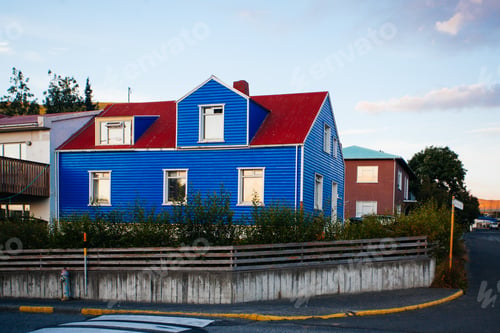 Preview: Beautiful View Of The Historic Town Of Husavik With Traditional Houses