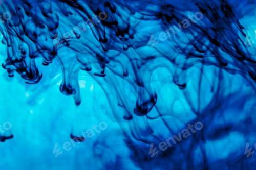 Preview: Blue Liquid In Water Making Abstract Forms