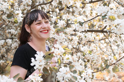 Preview: Girl In A Summer Garden Sunny Day Blossom Tree