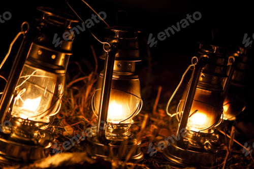 Preview: Vintage Kerosene Lamps In Autumn Evening