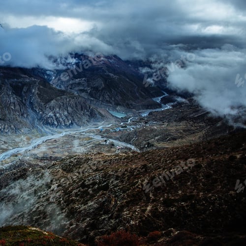Preview: Panoramic View Of Manang Valley And Annapurna Mountains Range. Annapurna Circuit Trek, Nepal