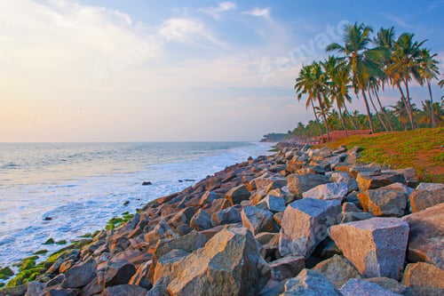 Preview: Beautiful Sea And Palms Around Varkala Beach, Kerala, India