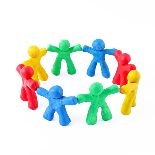 Preview: Small Circle Of Diverse Cheerful Plasticine People