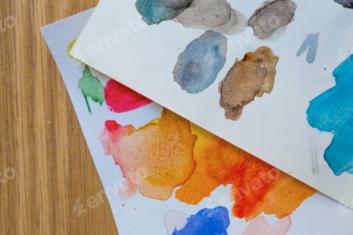 Preview: Colorful Watercolor Abstract Art on Paper