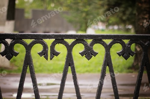 Preview: Ornate Wrought Iron Fence in Green Urban Park