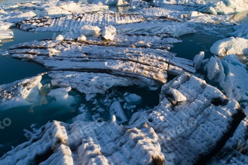 Preview: Glacier Lagoon In Iceland Suring The Sunset, Taken With Drone