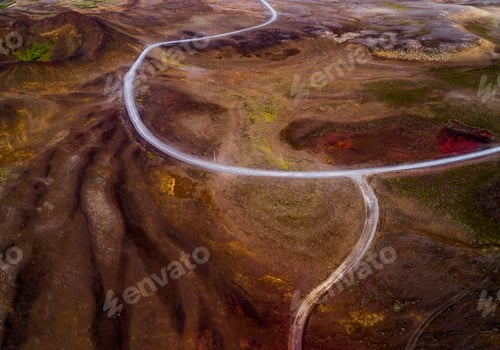 Preview: Icelandic Aerial Photography Captured By Drone.Beautiful Landscape In Hveraronf, In An Area Of