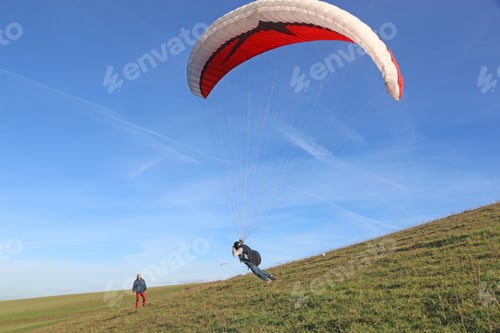 Preview: Paraglider Launching At Milk Hill, Wiltshire