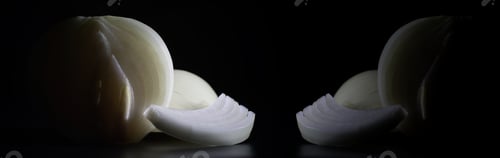 Preview: Fresh Onion Bulbs On Black Background. Bulb Onion Is Rich Vitamins, Useful Spring. Onion Peel On A