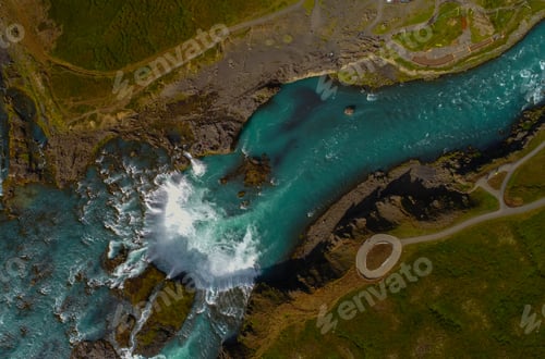 Preview: Godafoss , Icelandic Waterfall. Located On The North Of The Island