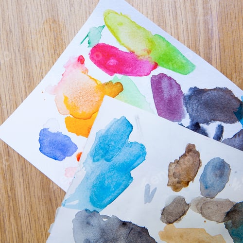 Preview: Abstract Watercolor Paints on White Paper Background