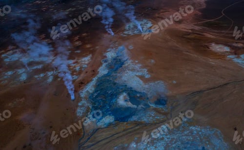 Preview: Icelandic Aerial Photography Captured By Drone.Beautiful Landscape In Hveraronf, In An Area Of