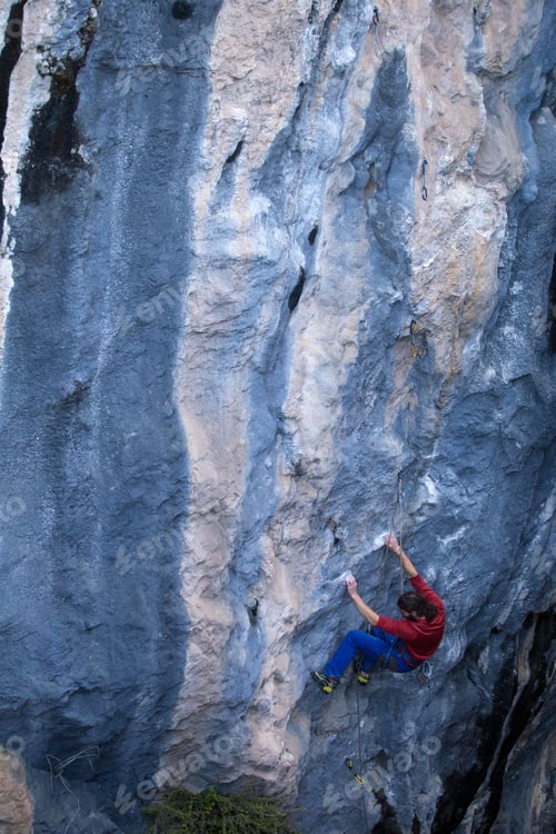 Preview: A Strong Man Climbs A Rock, Rock Climbing In Turkey, Training Endurance And Strength, Man In