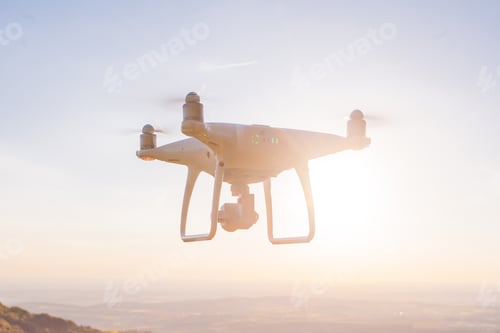 Preview: Copter Drone Flying At Sunset In Hohenzollern Castle Area, Germany
