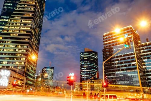 Preview: Tel Aviv At Night, Skyscraper Construction Sites And Traffic In Tel Aviv