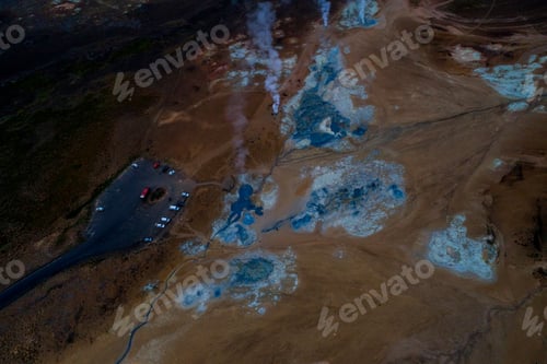 Preview: Icelandic Aerial Photography Captured By Drone.Beautiful Landscape In Hveraronf, In An Area Of