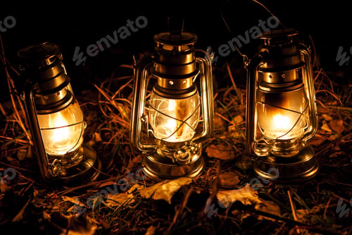 Preview: Vintage Kerosene Lamps In Autumn Evening