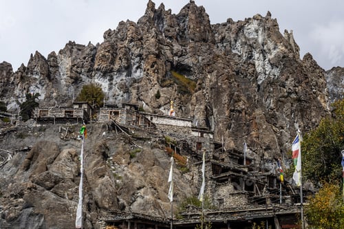 Preview: Traditional Stone Build Village Of Manang. Mountains In The Background. Annapurna Region, Nepal.