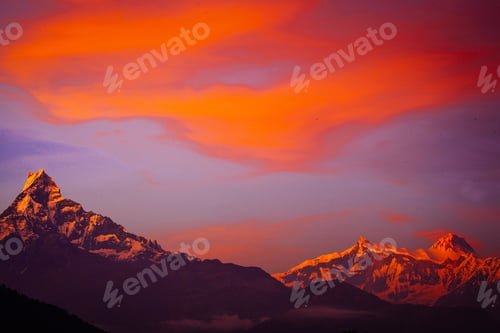 Preview: Beauty Pink Sunset On Himalaya Mountain